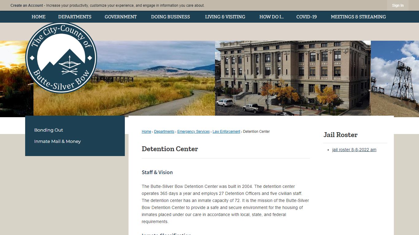 Detention Center | City and County of Butte-Silver Bow, MT